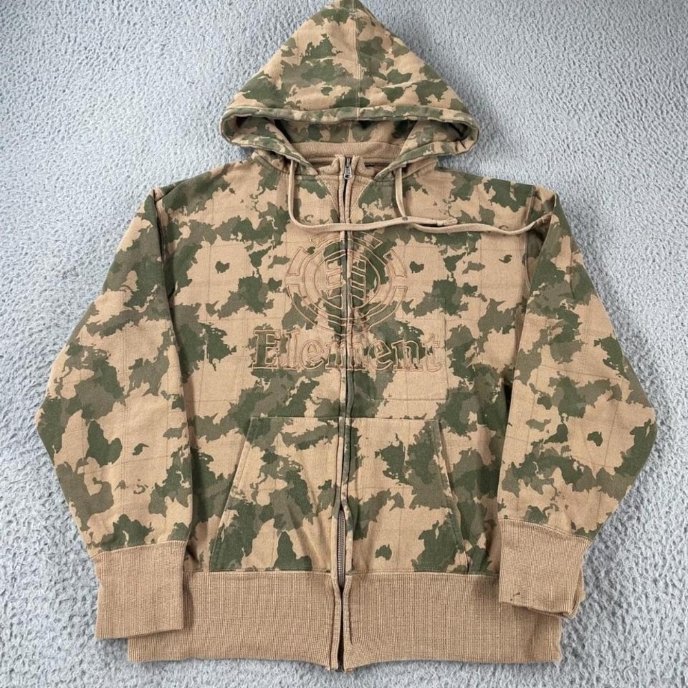 Vintage Element Skateboards Hoodie Mens Small Y2K Skate Camo Bam Margera 2000s